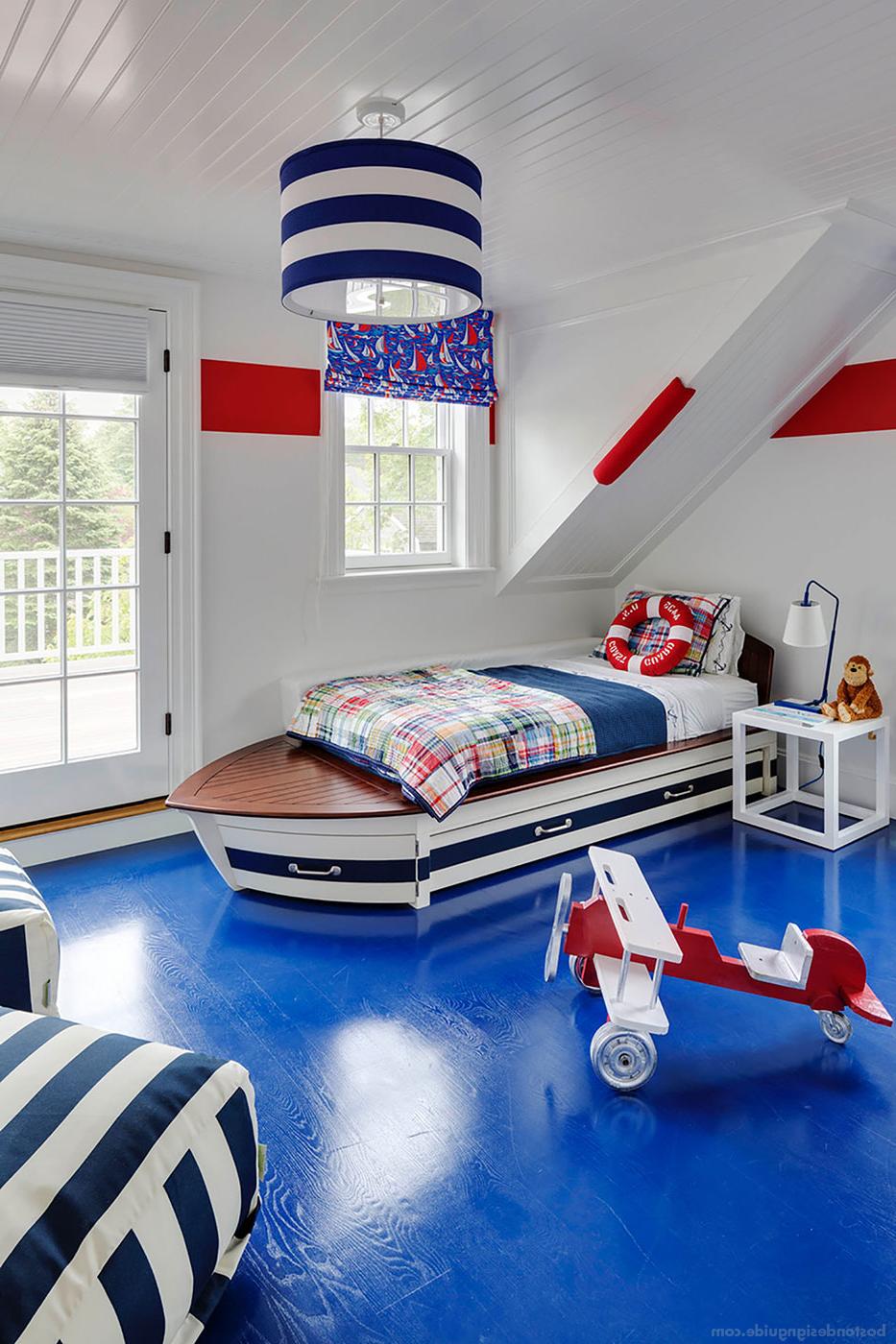 Nautical red, white and blue children's room by Patrick Ahearn建筑事务所