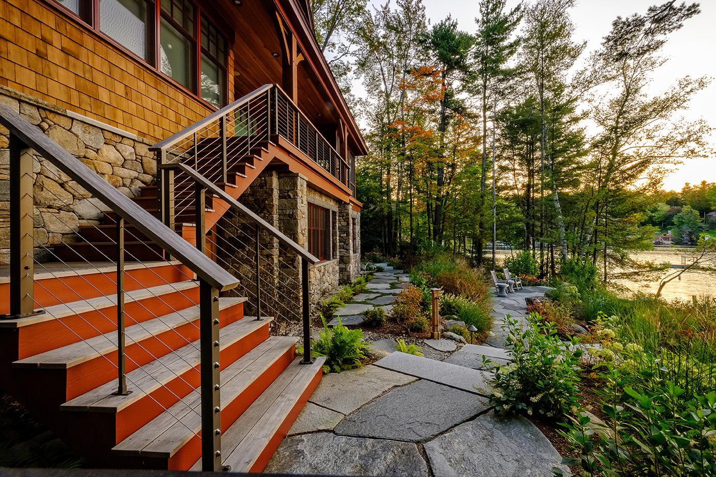 High-end landscape by New Hampshire design/build firm Pellettieri Associates, Inc.